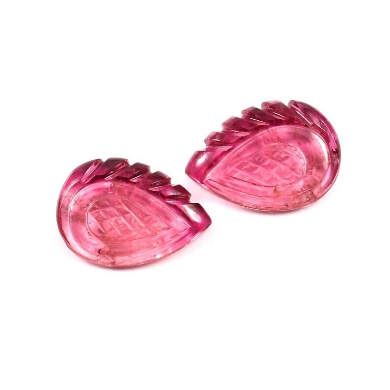 Loose Gemstone Natural Bio Tourmaline Hand Carved Fancy Pear Gemstone A1547 - Image 2 of 3