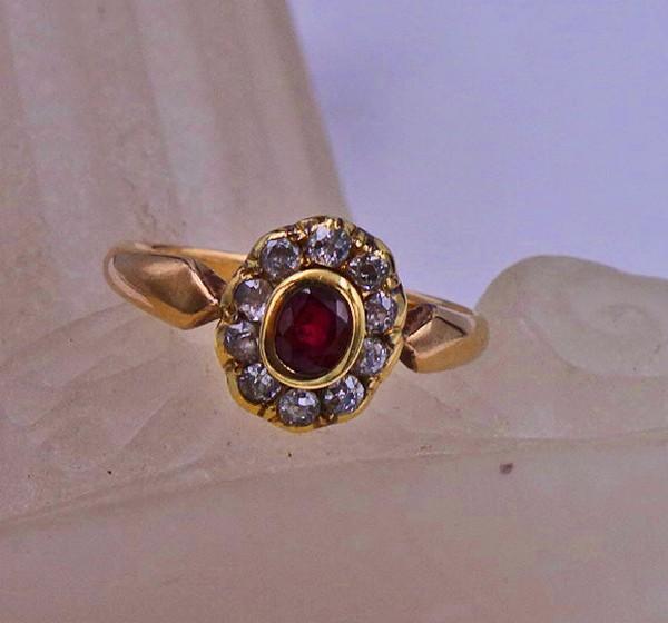 * Ruby ring ring with ruby brilliant diamond 0.40… - image 1