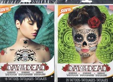 Halloween Horror Temporary Tattoos DAY of the DEAD Dia De Los Muertos 4 sheets