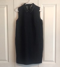 New Woman’s GAP Sleeveless Shift Dress Frayed Collar Zip Up XS Dark Chambray