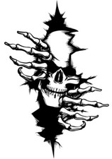 Skull Breaking Through Truck Window Vinyl Decal Sticker
