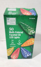 Home Accents Holiday 50 Multi - Colored Faceted C6 LED Lights Christmas/Party
