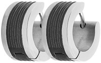 Akzent Edelstahl Ohr Klapp Creolen Ring Ohrstecker Damen Edelstahl Ip Black
