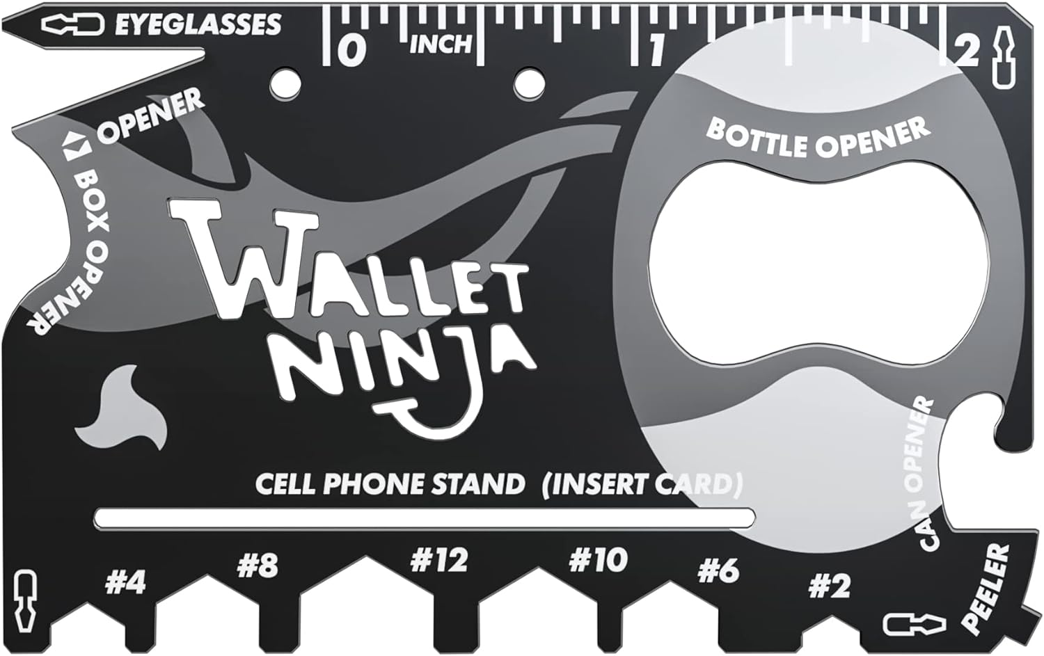 Wallet Ninja 18-in-1 Multi Tool Card with Bottle & Can Opener for EDC-image