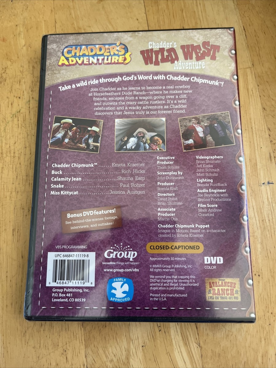Chadders Wild West Adventure DVD Chadder Chipmunk Family Christian