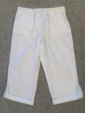 BHS Cropped Chino Trousers High Waisted White UK 8