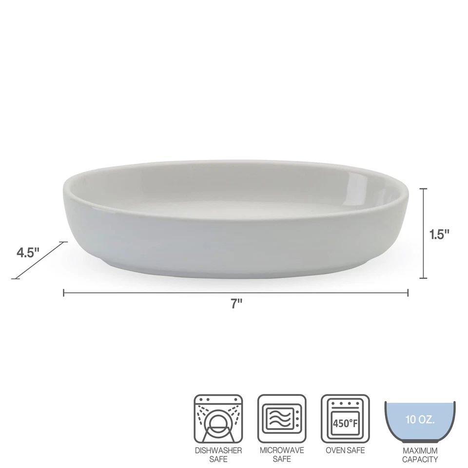 Burrito Oval Set of 4 Dip Fruit Bowls, 7-Inch, White - Image 2 of 4