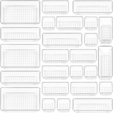 25 Pack Drawer Organiser 4 Size Makeup Organizer Trays for Vanity Bathroom Desk
