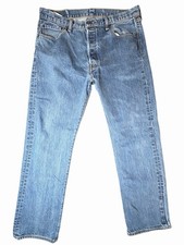 Levi 501 Jeans Mens 36x32 Blue Denim Medium Wash Button Fly Straight Leg