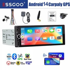 Carplay Single 1 Din Android 14 Car Stereo Radio BT GPS WIFI Touch Screen 2 32GB