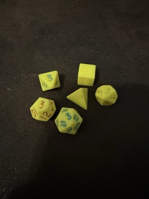 Dungeons & Dragons Original TSR Mentzer Dice Set d4/d6/d8/d10/d12/d20 Yellow