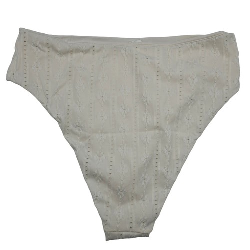Andie Swim Womans size M The 90s High Waisted Ribbed Bikini Bottoms Coconut NEW - Picture 2 of 8