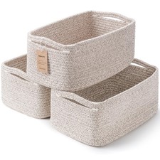 Maxuni 3-Pack Small Storage Baskets for 11.8"L 7.8"W 5.1"H, Mix Brown