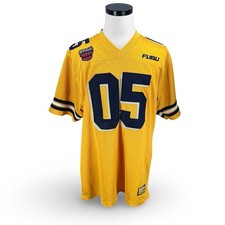 FUBU Mens Vintage Football Jersey Yellow Navy 05 XXL Champions Mesh Y2K Large