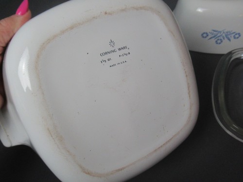Corning Ware 2 1/2 Qt & 1 3/4 Qt w/ Lid - Cornflower - White & Blue - h5 RB/VH - Picture 14 of 14