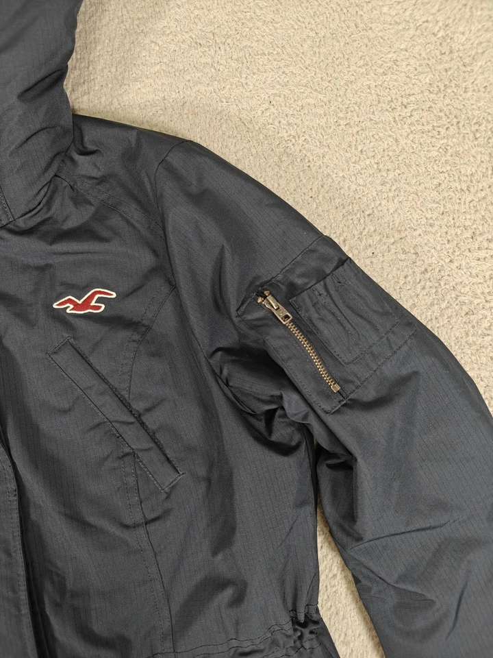 Hollister куртка женщин большой темно-синий с капюшоном парка шерпа капюшон клетку стеганая подкладка - Изображение 4 из 4