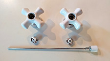 Vintage Porcelain Sink Tub Faucet Handles and Drain Stopper Pull Handle