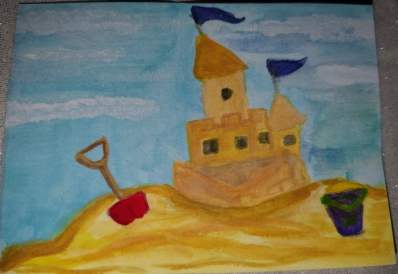 ACEO ATC Original Watercolor Painting, Sandy Architect 2.5" x 3.5" K. Swope