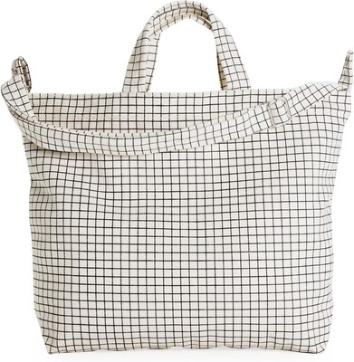 BAGGU Horizontal Zip Duck Bag Natural Grid 