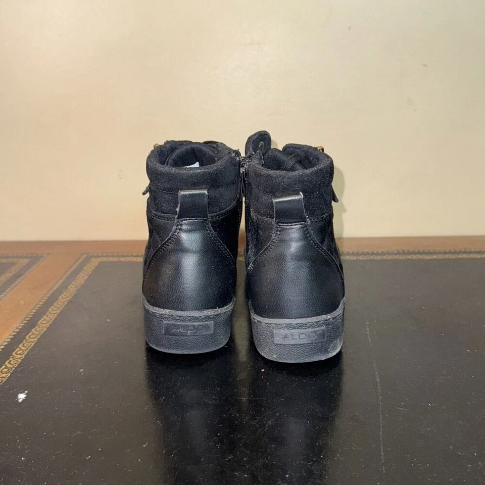 ALDO Conde-36 Negro Dorado Acolchado Cremallera Lateral Encaje Mujer’s Talla 7.5 Foto 4 de 4