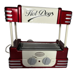 NOSTALGIA ELECTRICS HOT DOG ROLLER CLEAN GRILL MODEL RHD800 & BUN WARMER