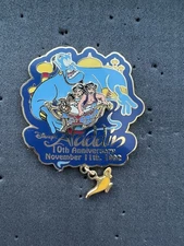 DISNEY WDW ALADDIN 10TH ANNIVERSARY GENIE ALADDIN JASMINE ABU PIN LE 5000