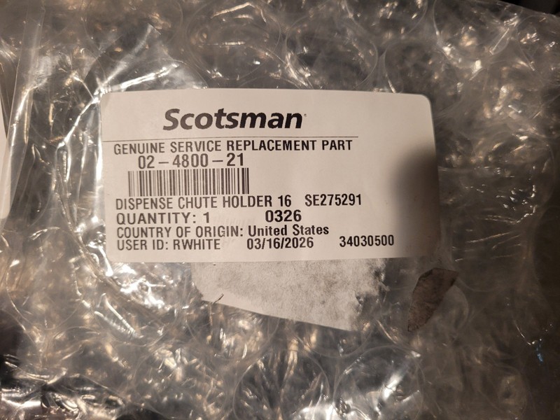 02-4801-21 Scotsman Dispense Chute Holder 21 Genuine OEM SC02-4801-21