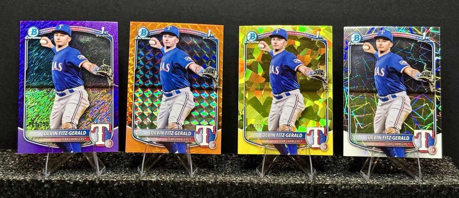 2025 Bowman Chrome 1st Devin Fitz-Gerald Orange /25 Sapphire /75 Purp /250 Laser
