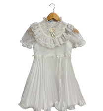 Vintage Merry Girl White Party Dress Lace Ruffles Made in USA Girls 8