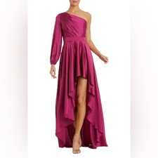 NWT MAC DUGGAL 49141 hi low flowy one shoulder DRESS 10