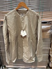 Hermes Men's Boxy Collarless Shirt in Beige - Size 16 / 41 - NWT