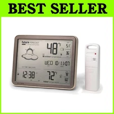 Black Weather Station with Indoor Outdoor Thermometer