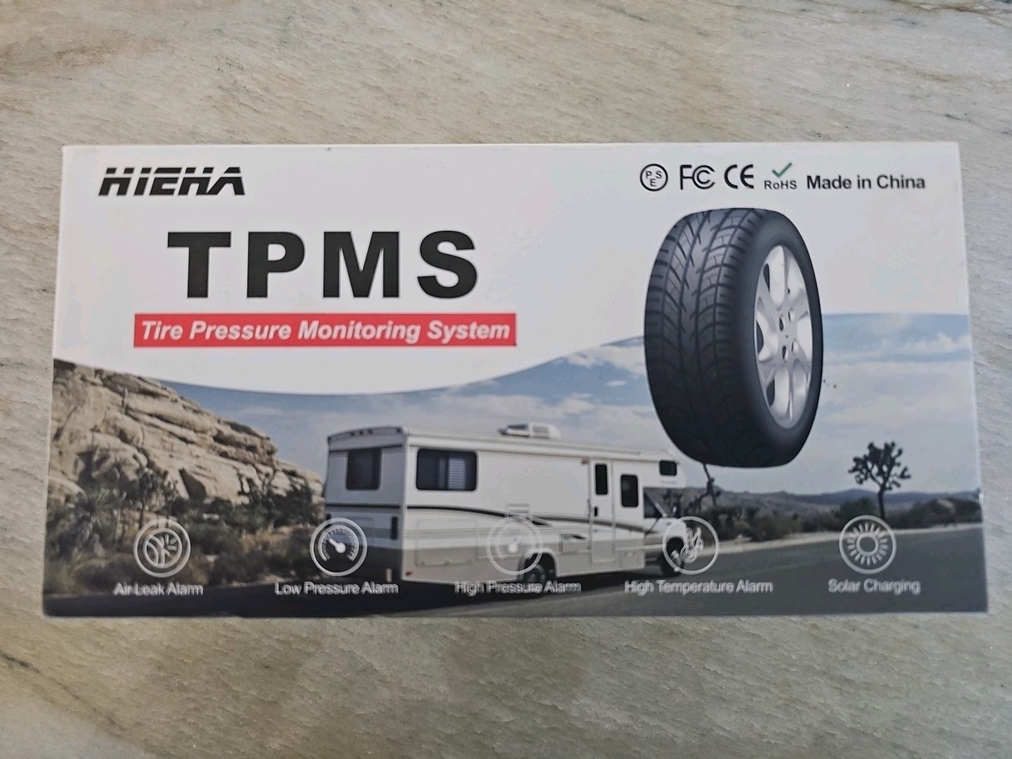 Hieha Tire Pressure Monitoring System,  Wireless Solar RV TPMS with 4