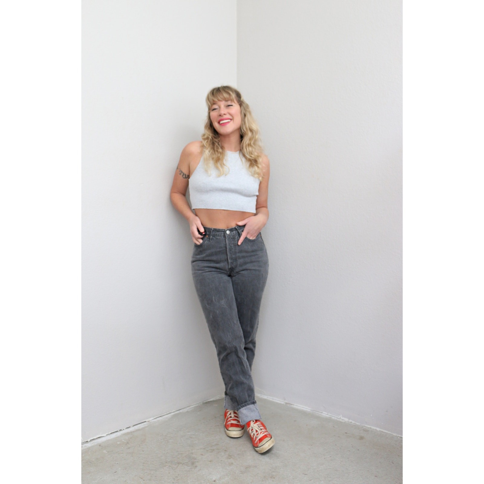 1990's Vintage Levi's 17501 USA Made Gray Mom Jeans Women's XXS XS 25" 26" Waist image 8