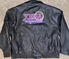 Vintage XENA WARRIOR PRINCESS SIGNATURE BLACK LEATHER JACKET SIZE XL