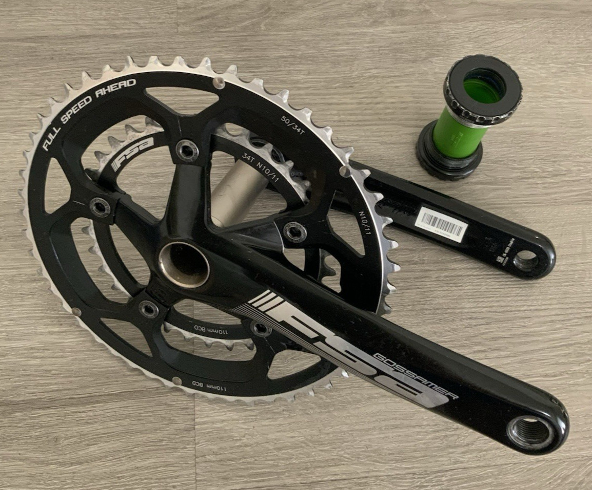 FSA GOSSAMER CRANKSET DOUBLE 50-34 TOOTH 10 OR 9 SPEED 175 M