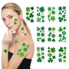 St. Patrick's Day Shamrock Temporary Tattoos  Face Stickers, Waterproof Saint