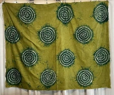 African Print Fabric Vintage Medallion Circles Green 54 x 68"