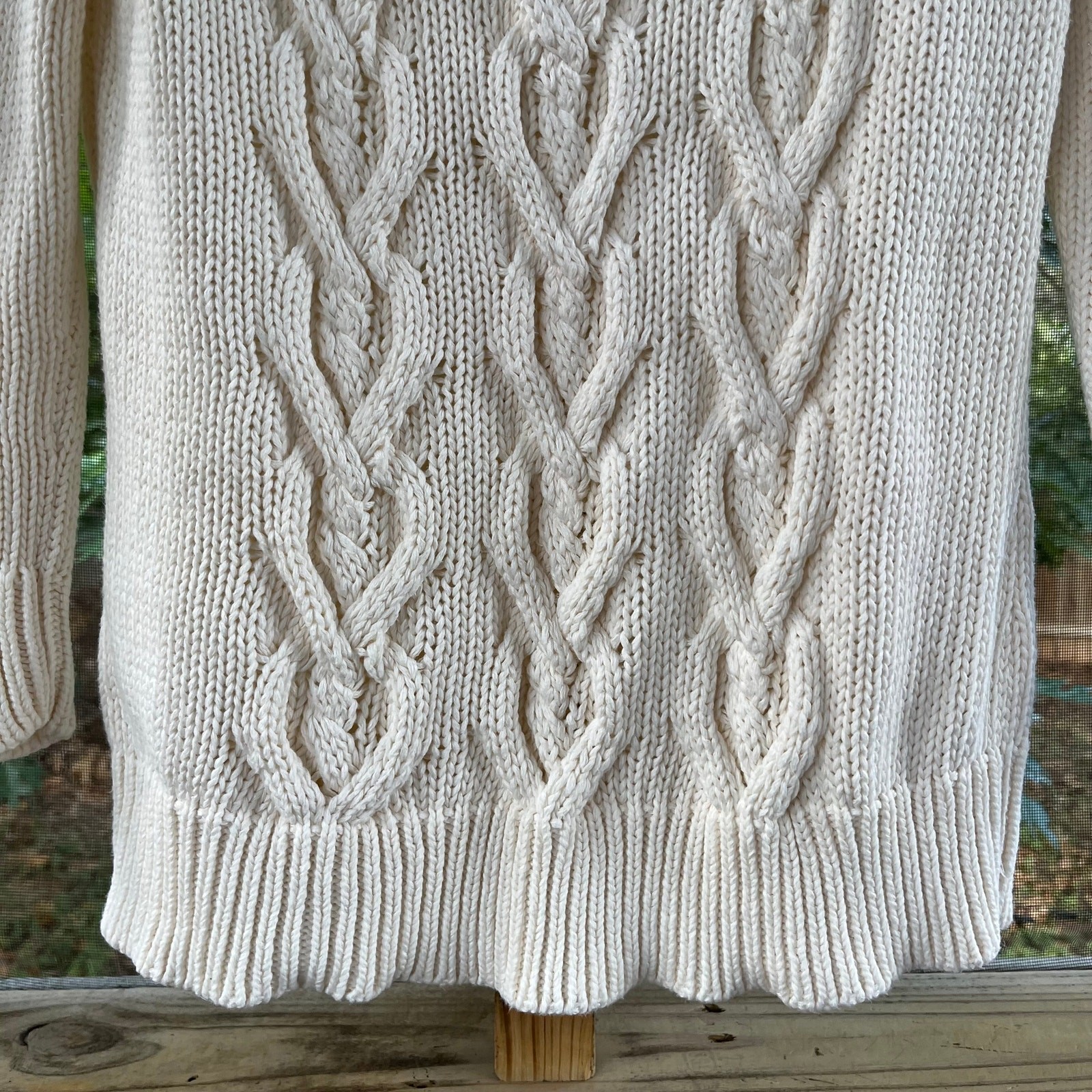 Talbots White Cable Knit Pullover Sweater 100% Co… - image 3