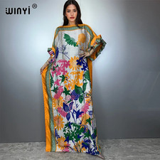 Boho Evening Dress Dubai Luxury Female Loose Print Kaftan Muslim Woman Clothing