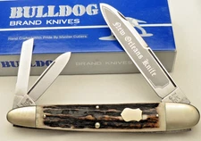 Vintage 1998 BULLDOG BRAND Solingen NEW ORLEANS KNIFE Anglo-Saxon Whittler Stag