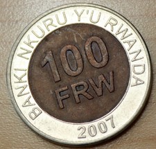 2007 Rwanda 100 Francs Bimetallic