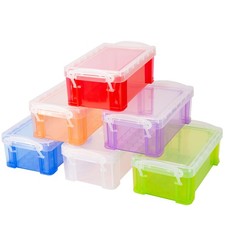 testyu 6x Small Plastic Stackable Storage Boxes with Lid 5"x2.8"x2" Craft Jewelr