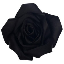 Large Dainty Satin Fabric Rose Flower Brooch Pins Hairpin for Women,ladies Black