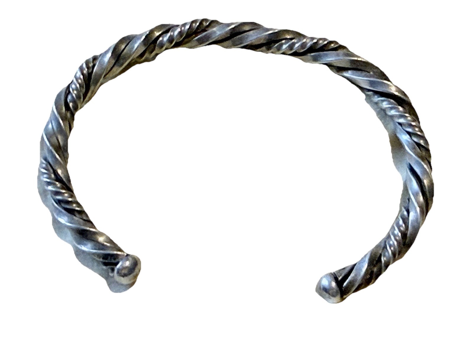 Vintage Antique Old Pawn Silver Navajo Twisted Rope Cuff Bracelet 19.5 Grams