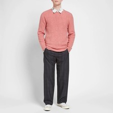 A.P.C. Pink Lorenz Yak Wool Crew Neck Lightweight Knit Sweater Large