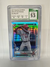 ⚾Gem Slab 2021 Bowman 1st Edition Trent Deveaux 94 Sky Blue Foil LA CSG 9.5 MLB