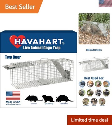 Large 2-Door Humane Animal Trap for Effortless Wildlife Capture - 36''l x 10''w