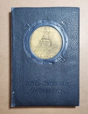 Vtg 1945 U.S. Navy / WWII USS SOUTH DAKOTA Note Pad Calendar Folder / Photos