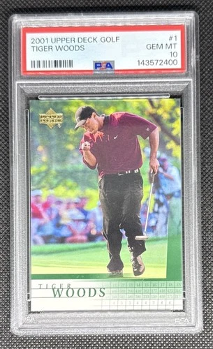 TIGER WOODS PSA 10 2001 UPPER DECK GOLF #1 ROOKIE RC GEM 816